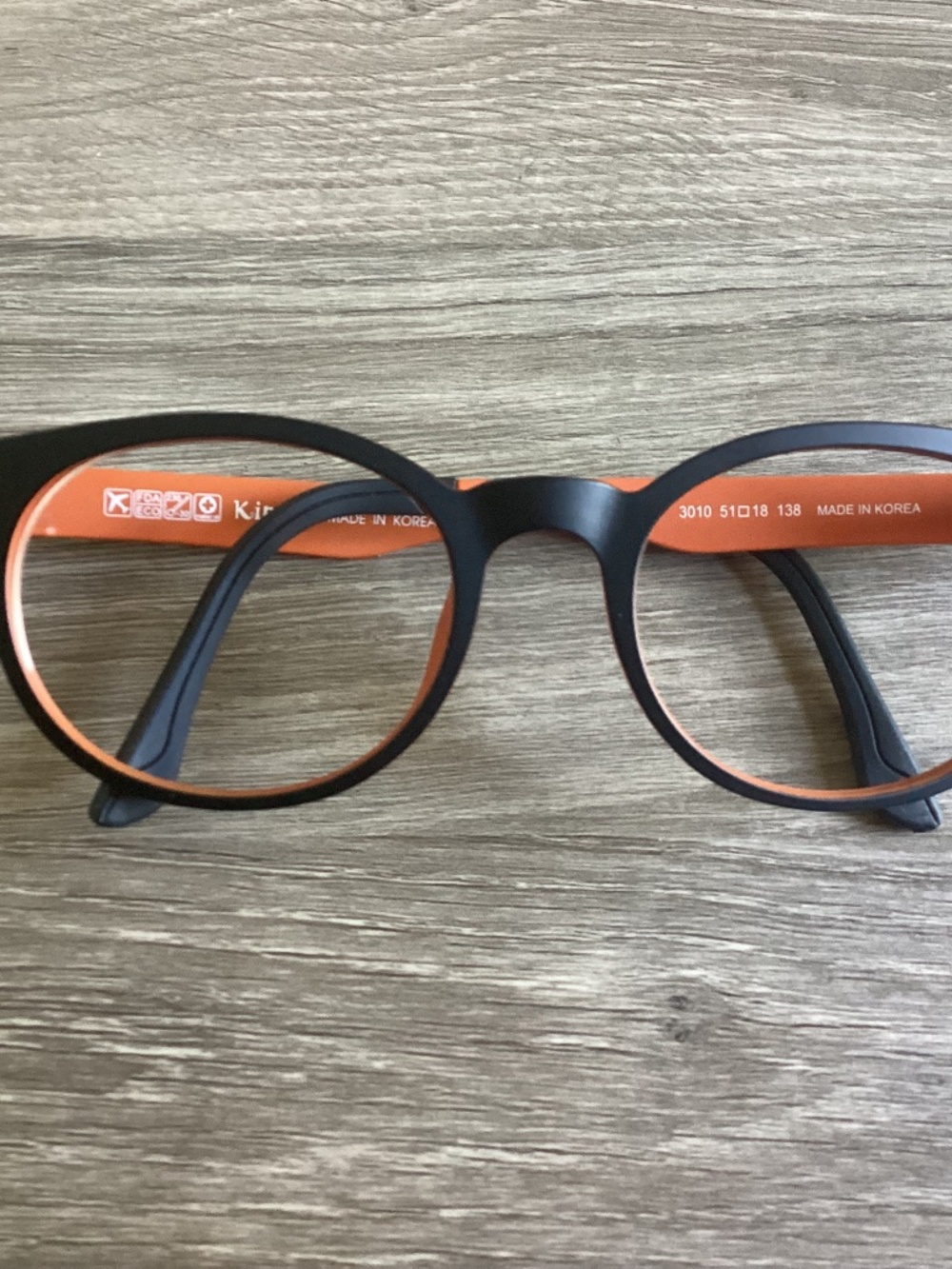 Kintex Made In Korea Eyewear Frames Orange Black 51 18 138 Lightweight Glasses.